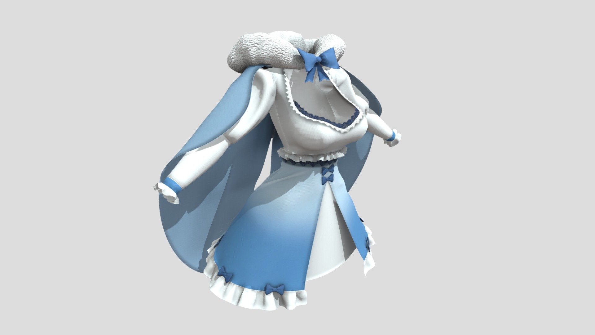 VRChat dress+cape outfit commission - 3D model by KingShai69 [ffa2c2f ...