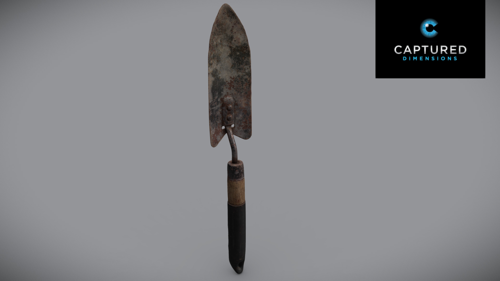 3D model Rustic Hand Trowel - This is a 3D model of the Rustic Hand Trowel. The 3D model is about a sword with a black handle.
