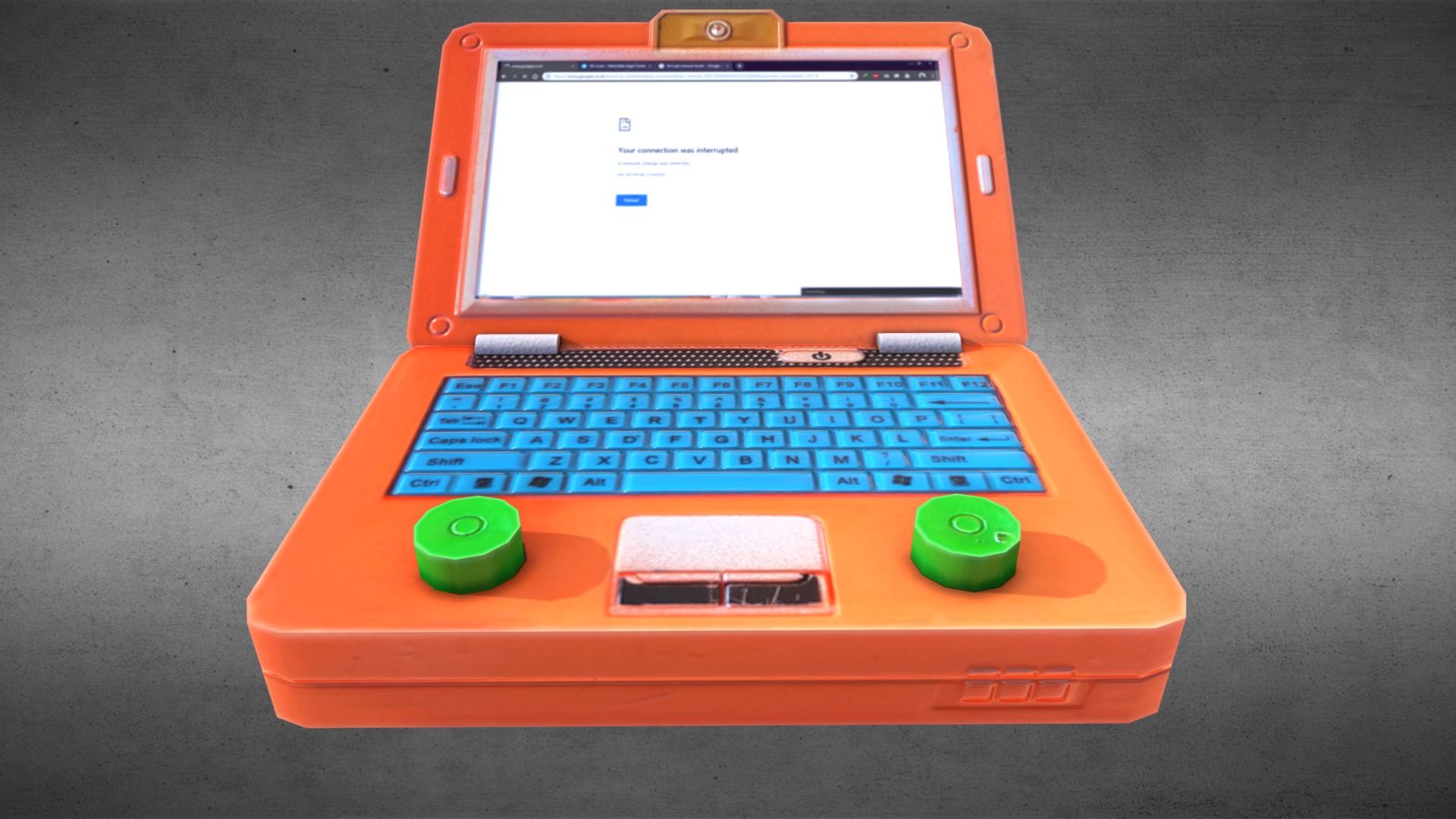 3D model Laptoys Lowpoly - This is a 3D model of the Laptoys Lowpoly. The 3D model is about an orange laptop with a keyboard.
