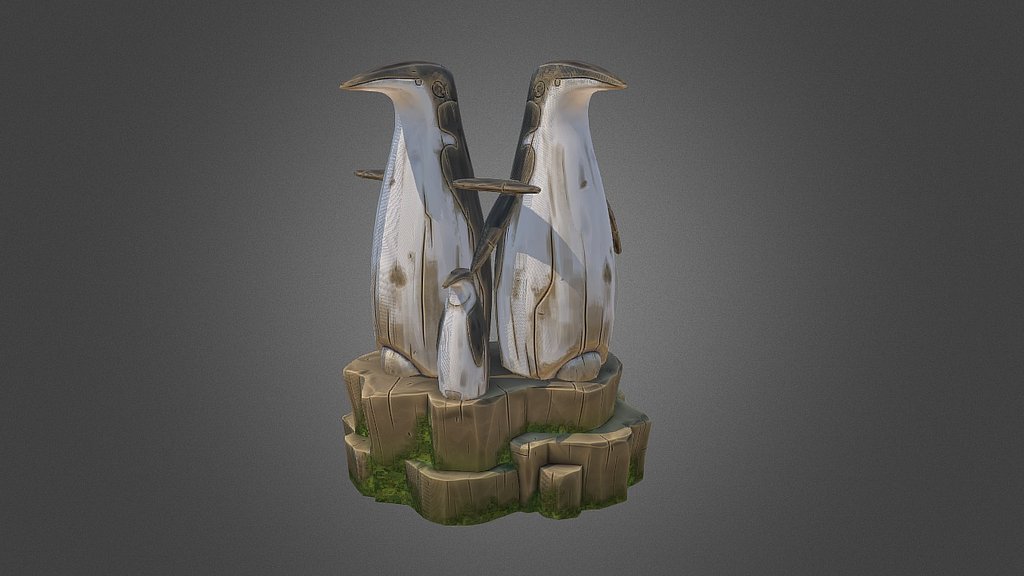 Pinguins wooden statue