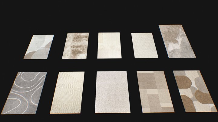 Low-Poly PSX Style Neutral Rugs Pack 3D Model