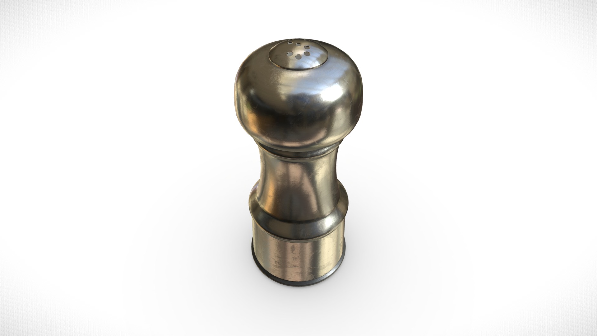3D model Salt Shaker - This is a 3D model of the Salt Shaker. The 3D model is about a silver and black metal object.