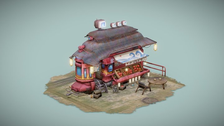 Night market stall 3D Model