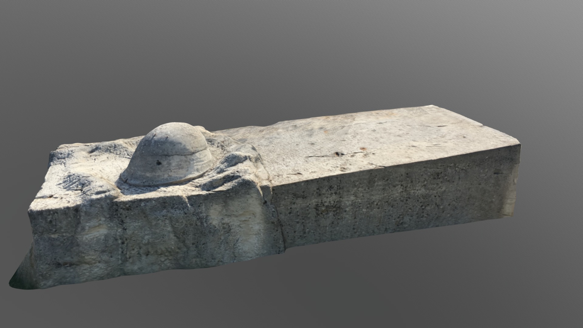 3D model Dedicated to heroes - This is a 3D model of the Dedicated to heroes. The 3D model is about a stone block with a rock on top.