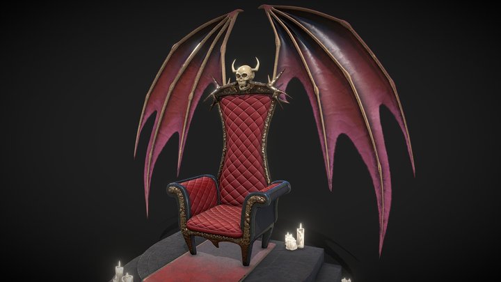 Demon Throne with Candles 3D Model
