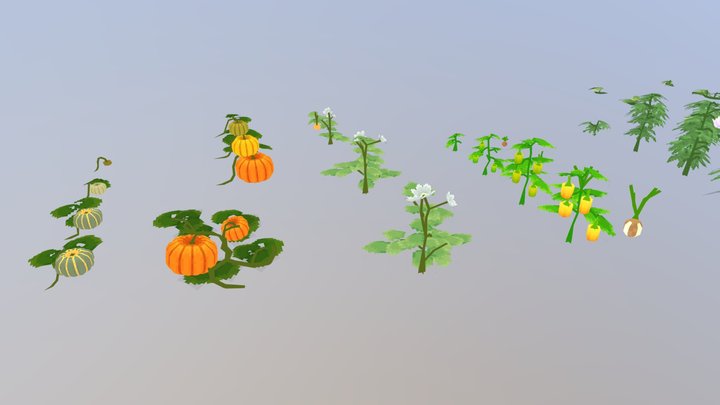 Pixel art crops 3D Model