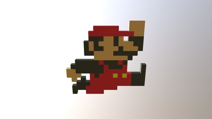 Mario 8bit 3D Model