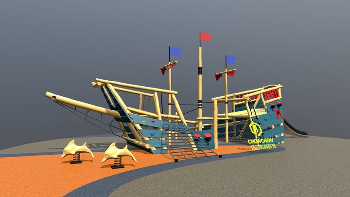 木制海盗船 3D Model