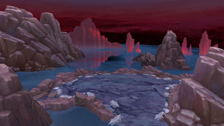 Island Red Sky 3D Model