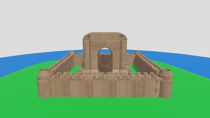 Wooden Blocks Castle 3D Model