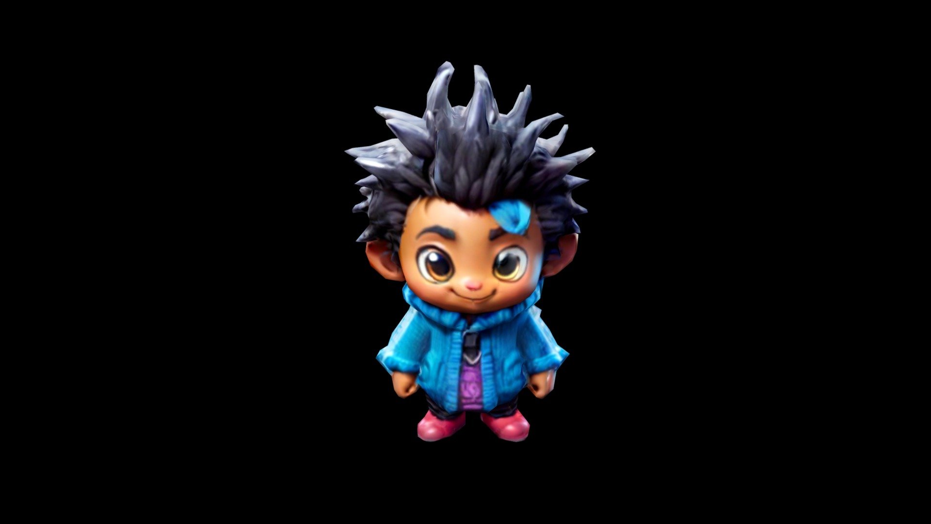 "Animated Boy with Spiky Hair and Blue Jacket" - Download Free 3D model ...