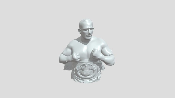 boxer holding championship belt 3D Model