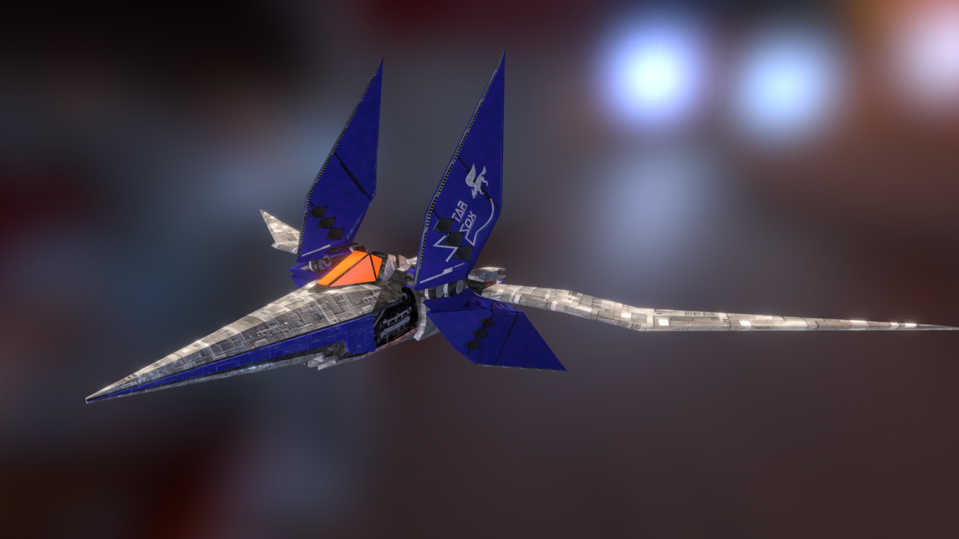 3D model Arwing - This is a 3D model of the Arwing. The 3D model is about a blue and white airplane.