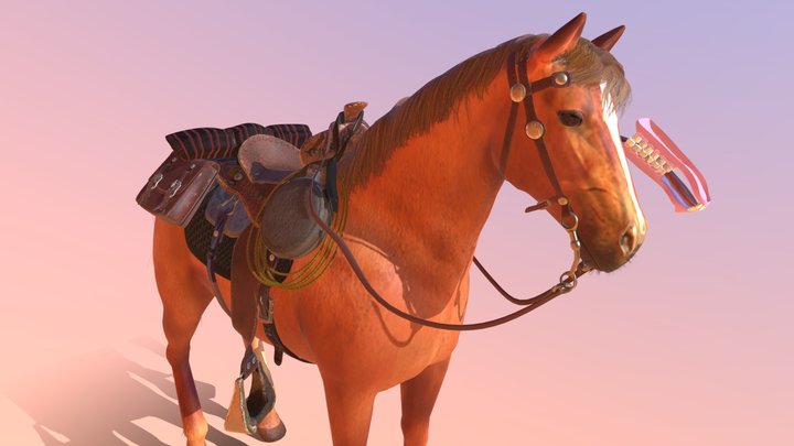 Horse complete with harness and reins 3D Model