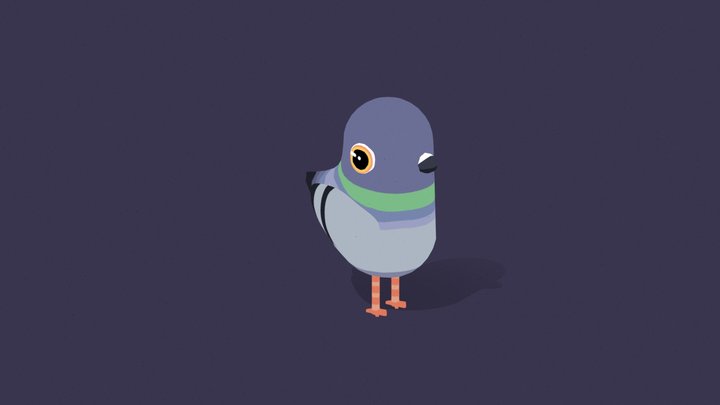 Pigeon - Stylized, Low Poly, Rigged and Animated 3D Model