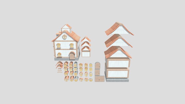Modular Low-Poly Village Builder Pack 3D Model