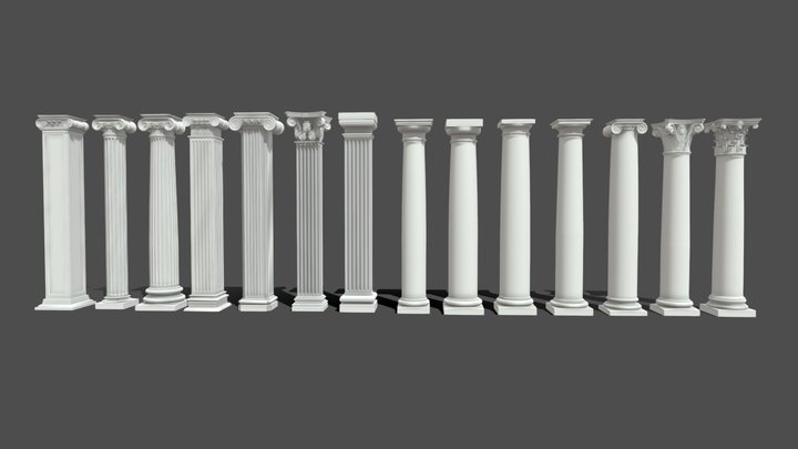 A collection of various Roman columns 3D Model