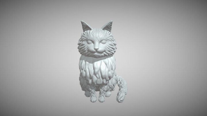 Long Fur Cat 3D Model