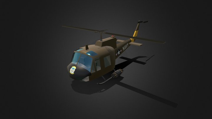 Stylized UH-1B helicopter 3D Model