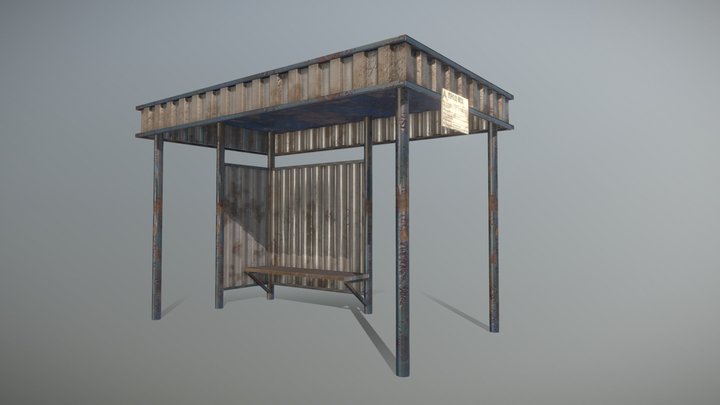 Soviet bus stop 3D Model