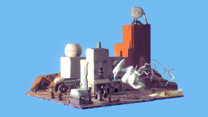 "Ghost" Space Town Diorama 3D Model