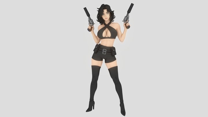 Dual Pistols Action Agent 3D Model