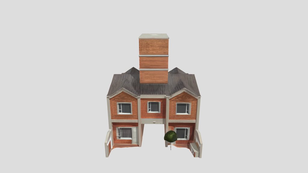 Two-unit brick residential townhouse.