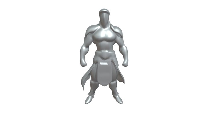 Muscular armored warrior in battle stance 3D Model