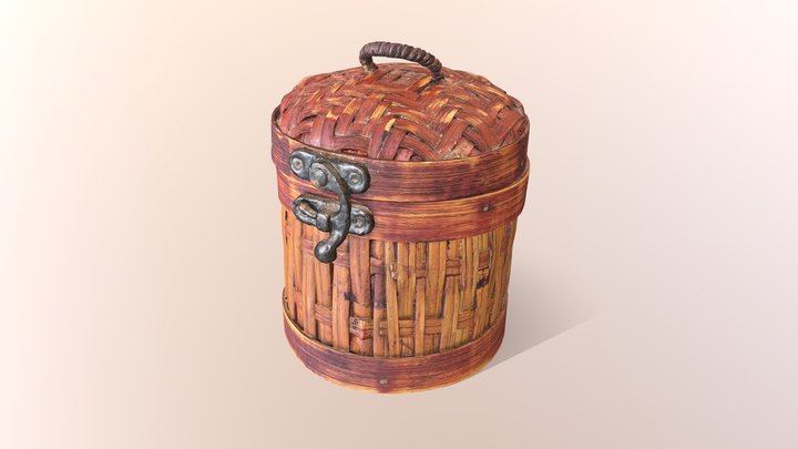 Small Bamboo Wicker Basket 3D Model