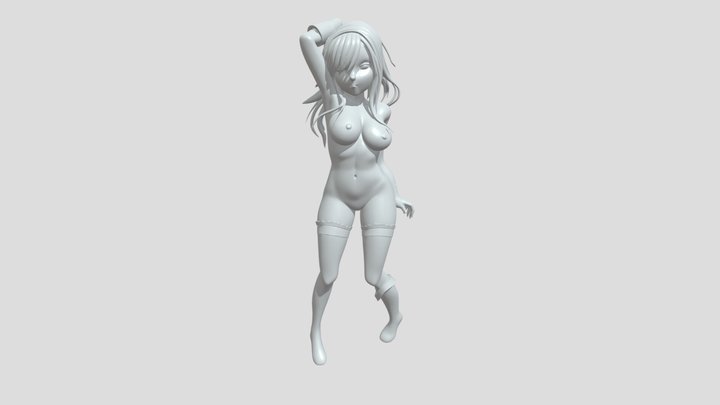 Anime-style female lying on bed 3D Model