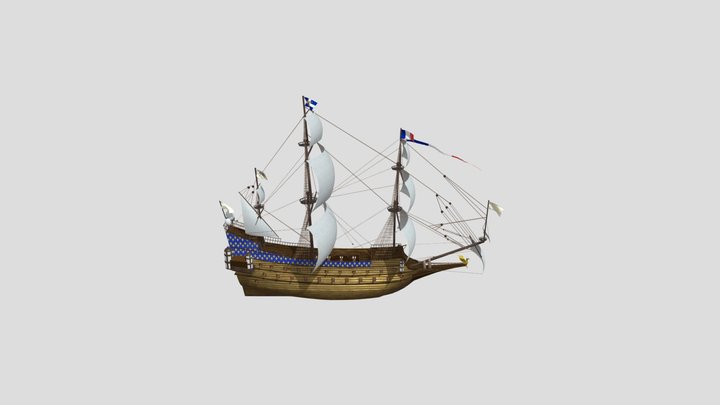 17th century 58-gun French warship 3D Model