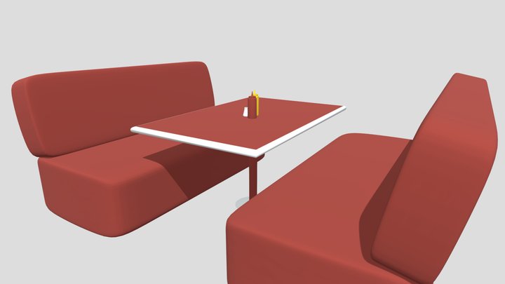 Diner Stool With Mustard, Ketchup and Salt 3D Model