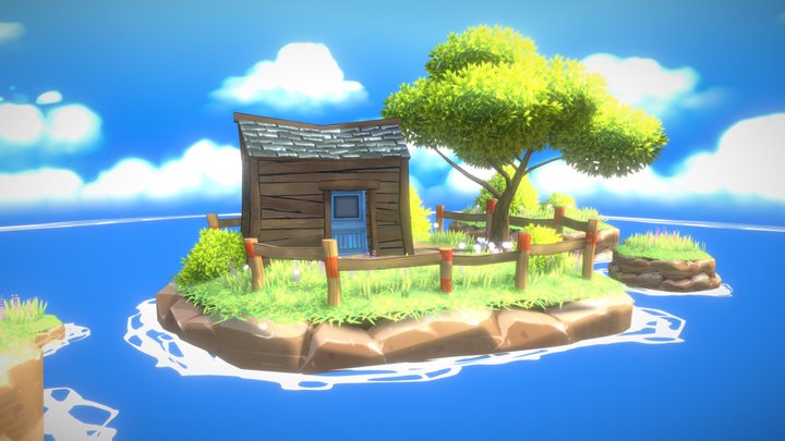Cartoon Island 3D Model