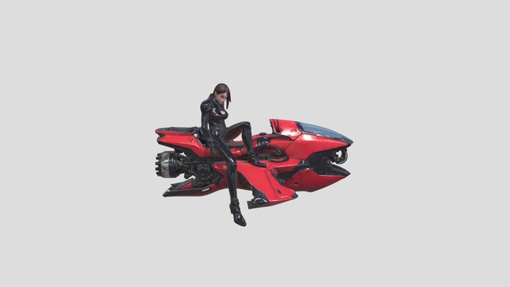 hoverbikergirl 3D Model
