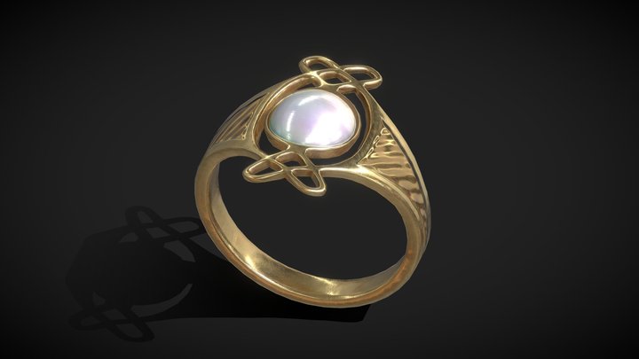 Gold Pearl Ring - low poly 3D Model