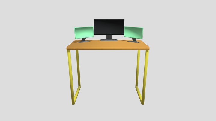 Table And Monitor 3D Model