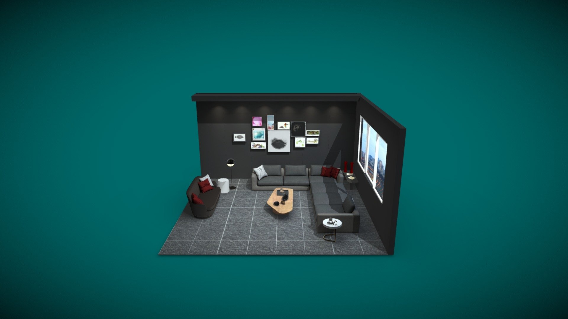 Living Room Low Poly Baked - Buy Royalty Free 3D model by Veufx Studio ...