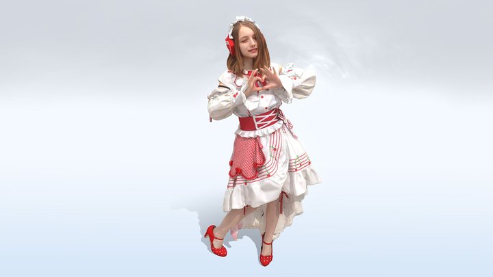 Female Cosplay Scan - Strawberry Miku 3D Model