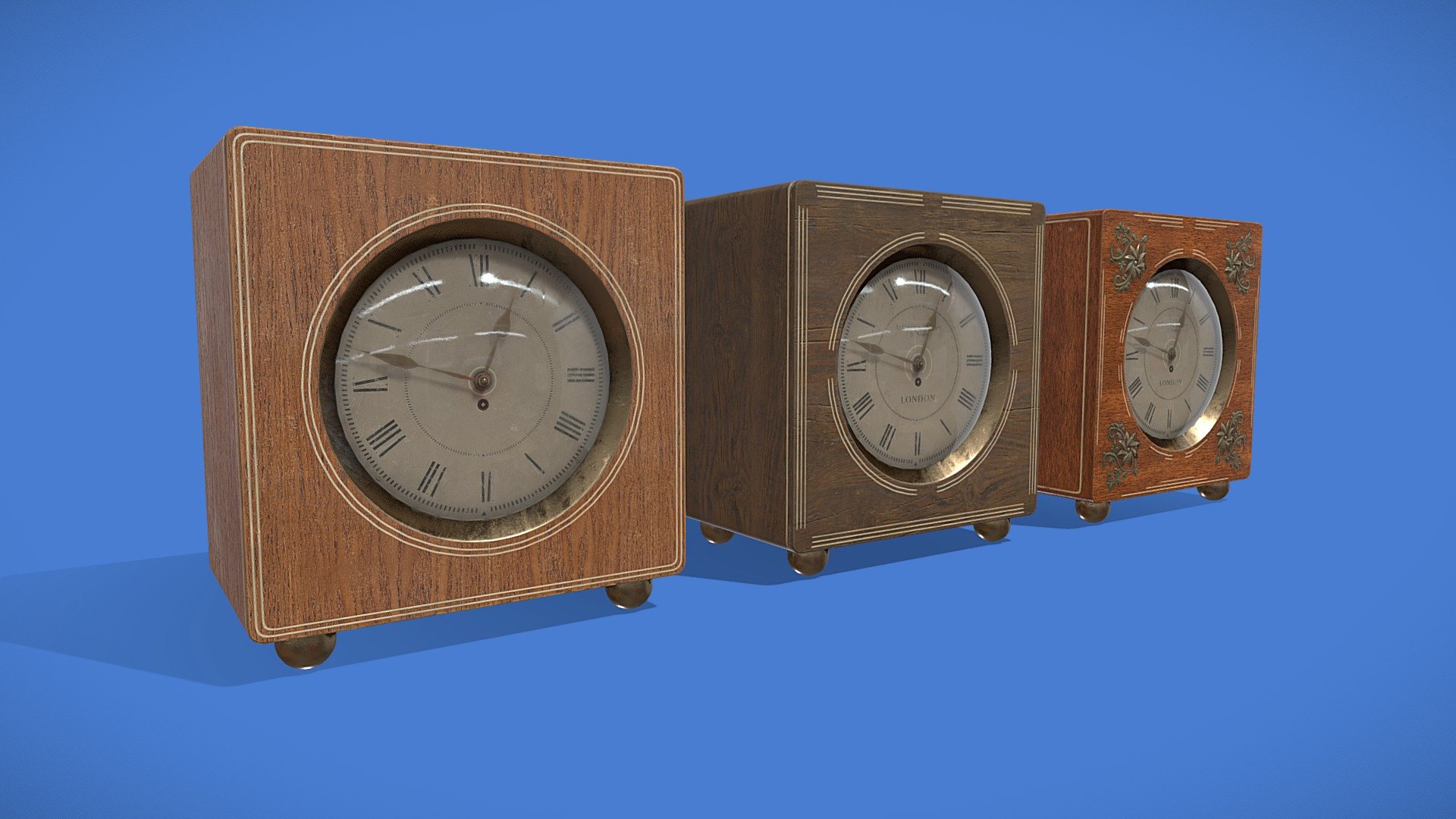 Antique Square Mantel Clocks Type A - Download Free 3D model by Mad ...