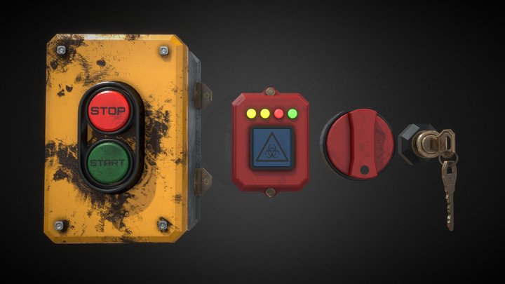 Industrial Switches and Buttons - Free Sample 3D Model