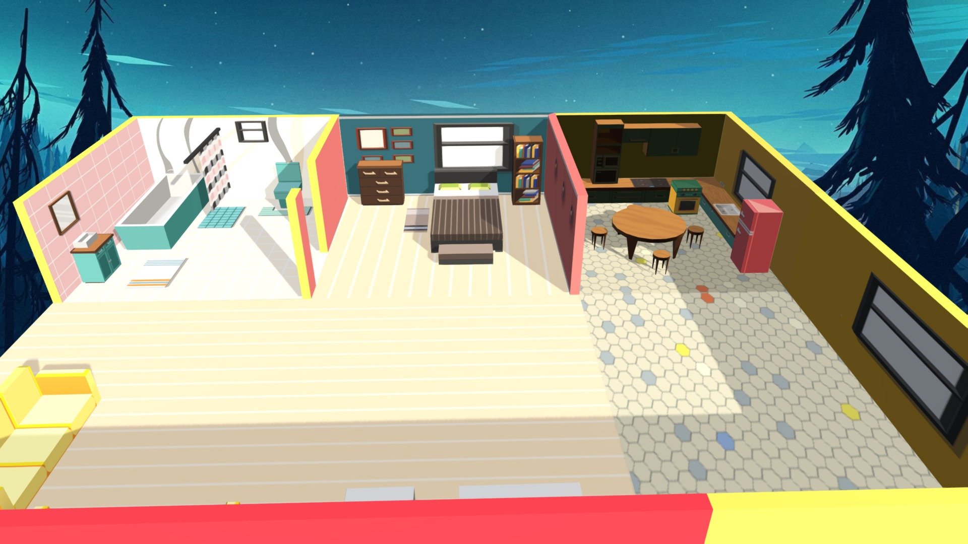 Cartoonish House Interior