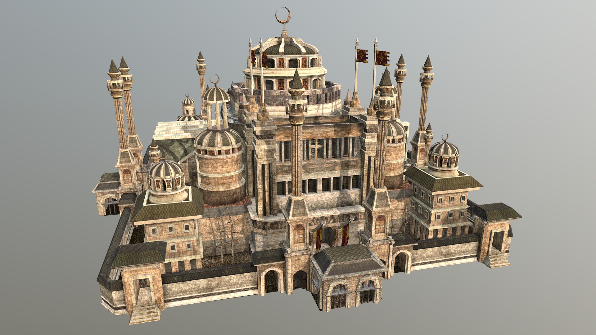 3D model A fantasy Imperial Palace - This is a 3D model of the A fantasy Imperial Palace. The 3D model is about a large castle with many spires.