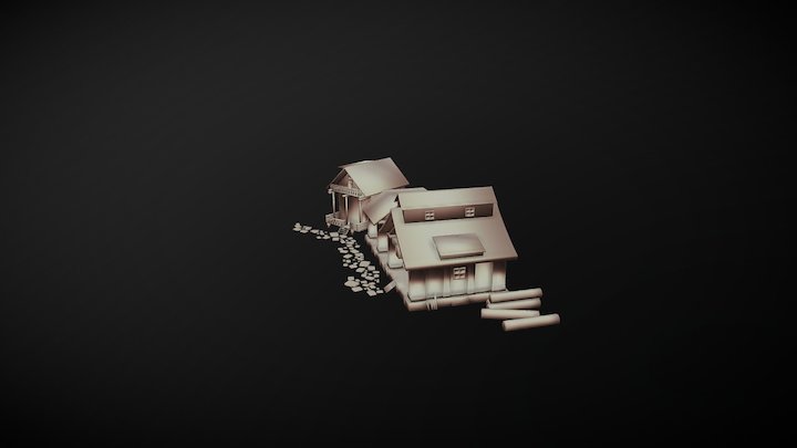 Log Cabin + Log Outer Area 3D Model