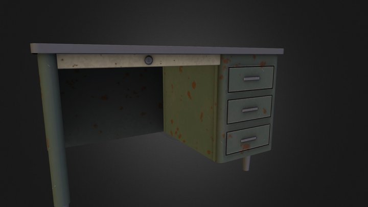 1950's Office Desk 3D Model
