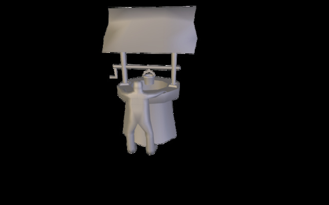 Water Well And Character 3D Model
