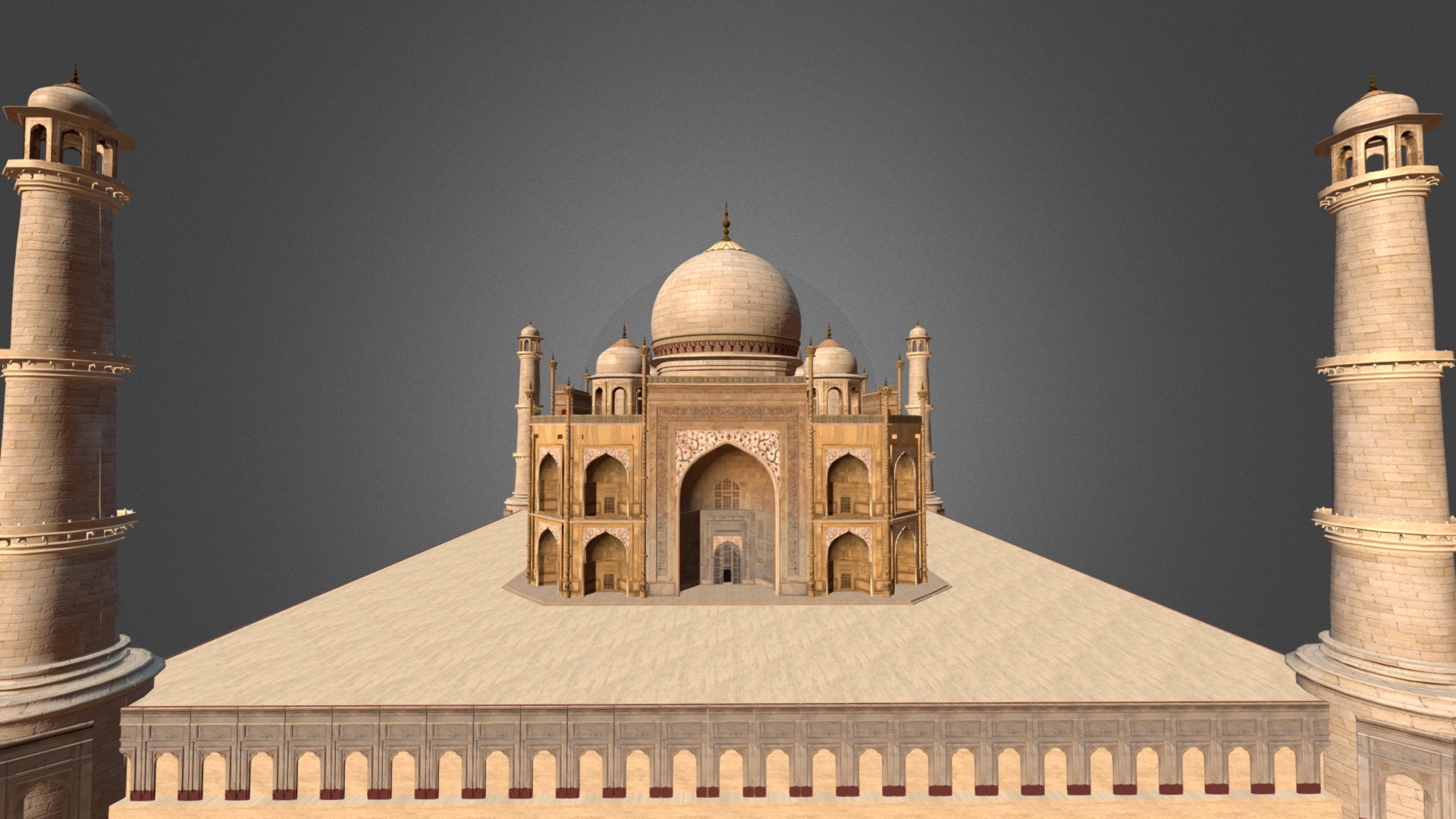 3D model TajMahal - This is a 3D model of the TajMahal. The 3D model is about Taj Mahal with a domed roof.