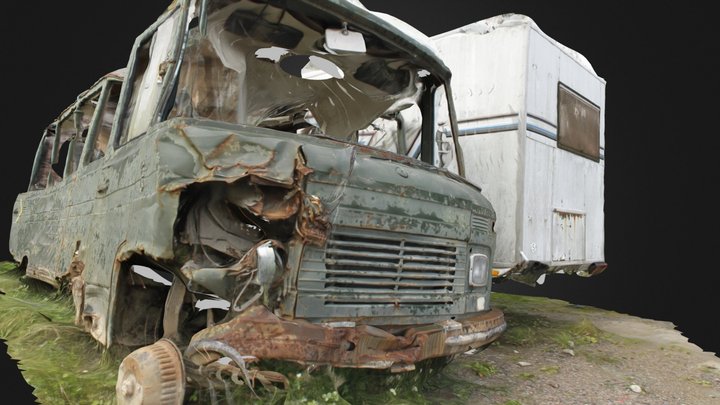 Wrecked MB 307D and 409 3D Model