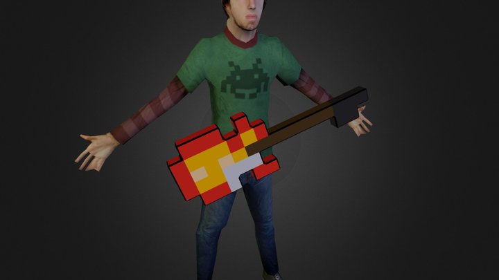 8bit adventure with guitar 3D Model