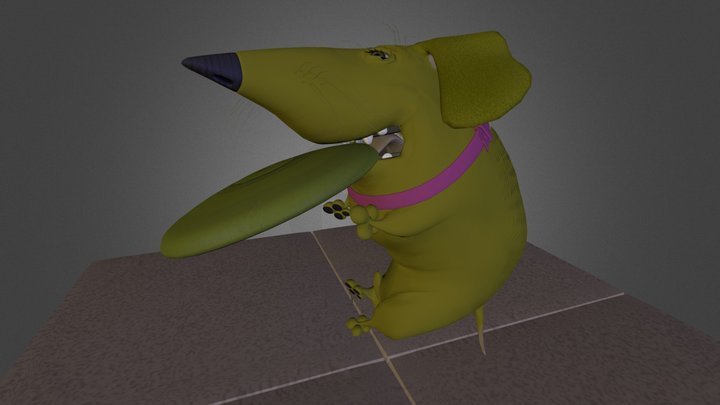 Dog Character With UFO/Frisbee 3D Model
