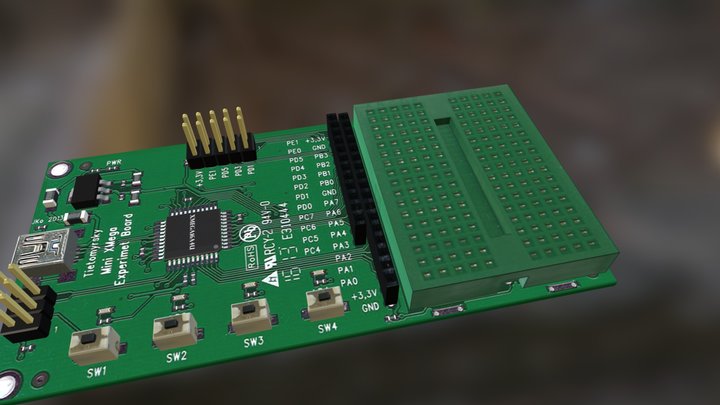 Mini XMega Experiment Board 3D Model